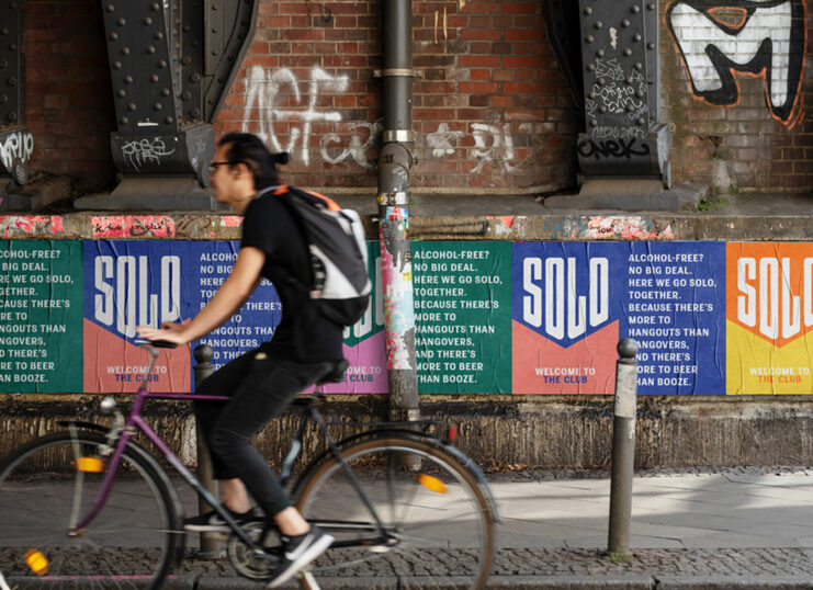 Solo Alcohol-Free Beer with cyclist